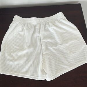 White Textured Shorts